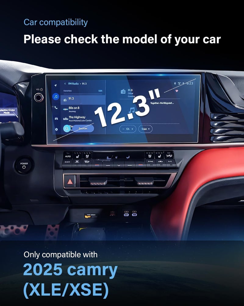 WEIPIN For Glossy Tempered Glass 2025 2026 Toyota Camry 12.3 Inch Touchscreen Screen Protector - Camry (XLE/XSE) Accessories - Image 2